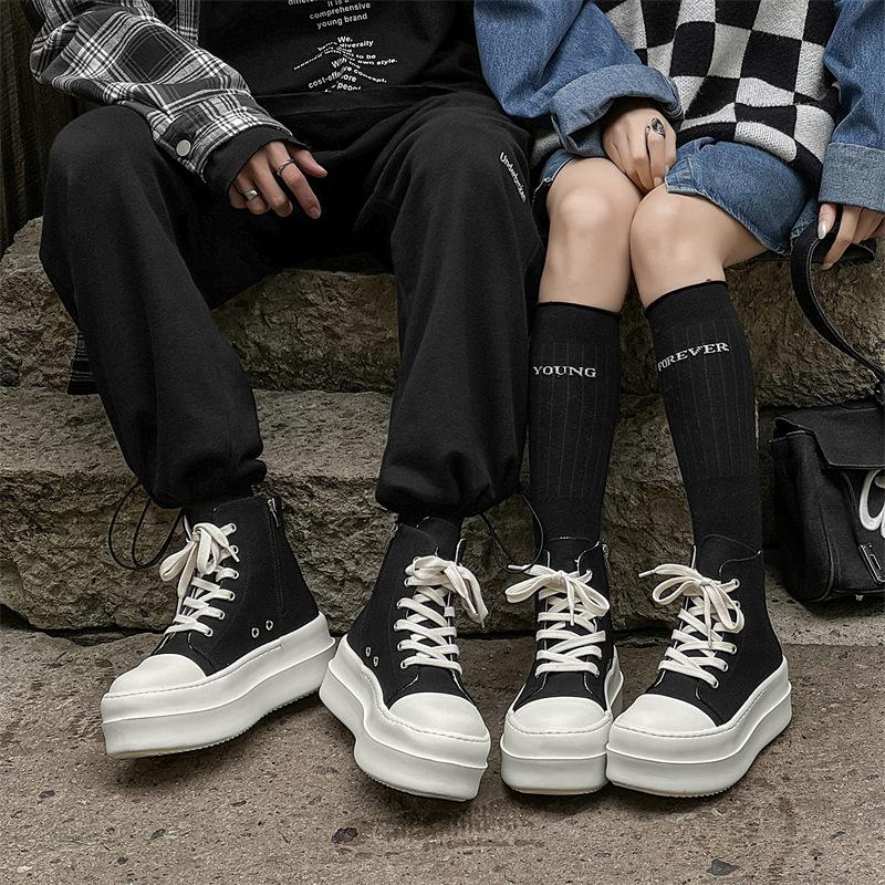 American platform canvas shoes men's niche sports high street couple big head board shoes height increase derby shoes women 18457-J