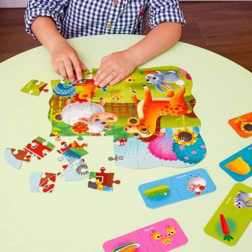Puzzle 2W1 Farma Zestaw Układanka Mini Gra Edukacyjna Zwierzęta Roter Kafer