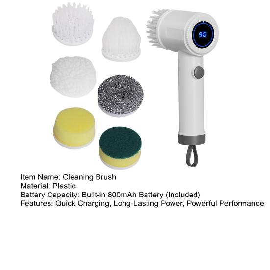 Cordless Cleaning Brush Rechargeable Quick Charging Electric Spin Scrubber with 360-Degree