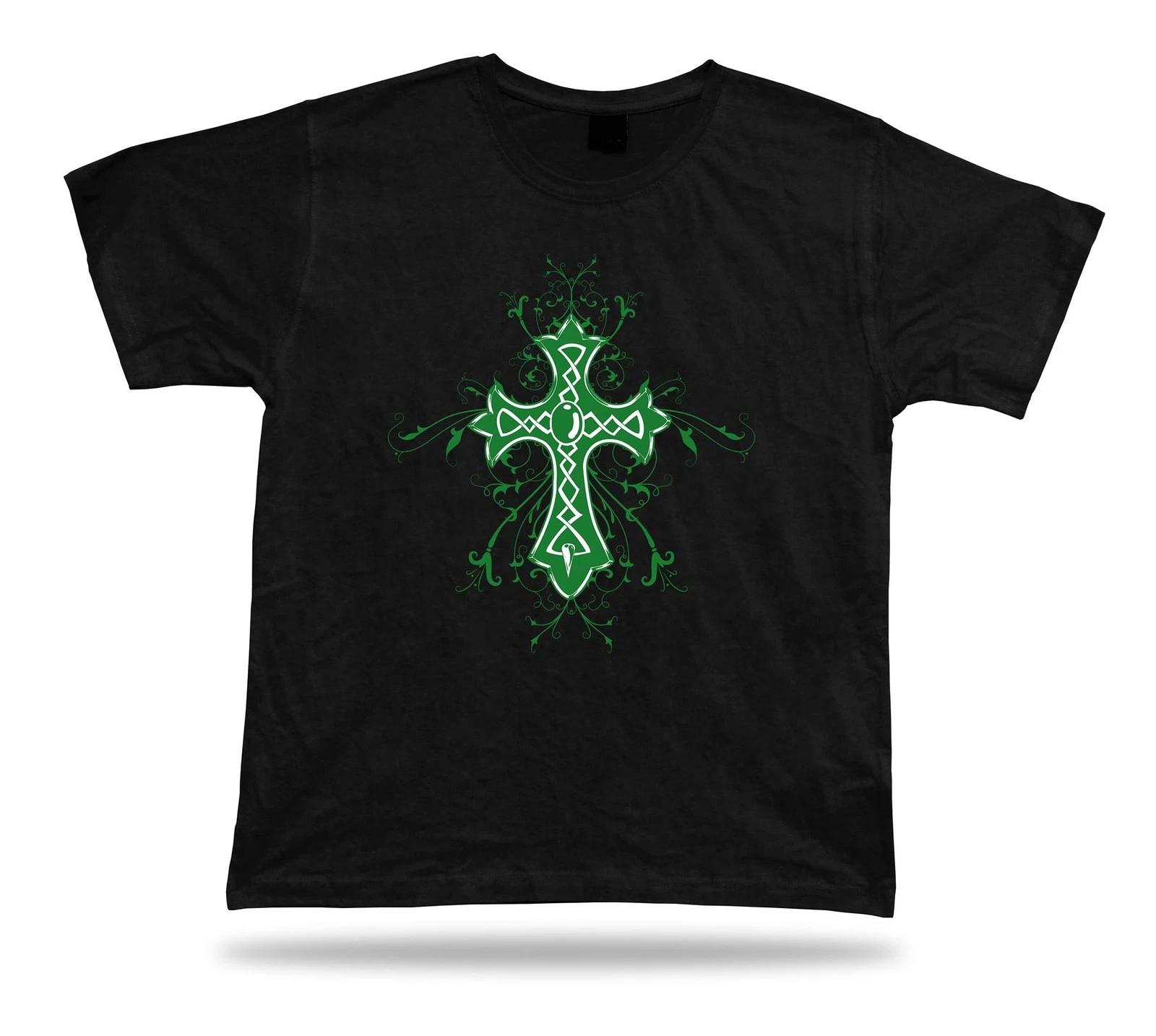Fleur-de-lis Cross Floral black and whote unisex T shirt tee design apparel M