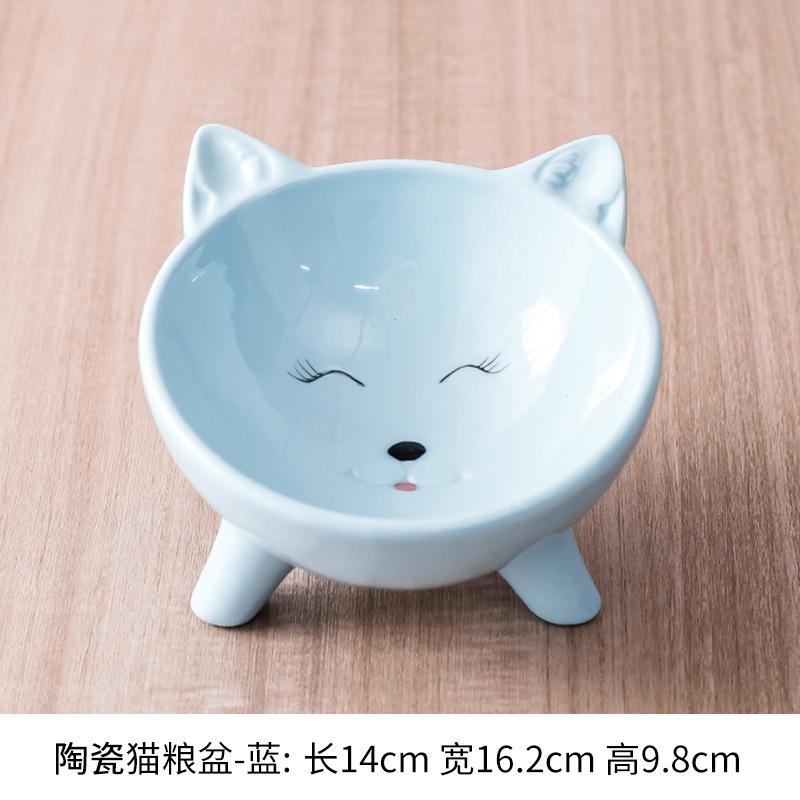 Ceramic Cat Bowl High Foot Protection Cervical Spine Cat Food Bowl Cat Puppy Cat Basin Creative Pet Snack Ceramic Bowl