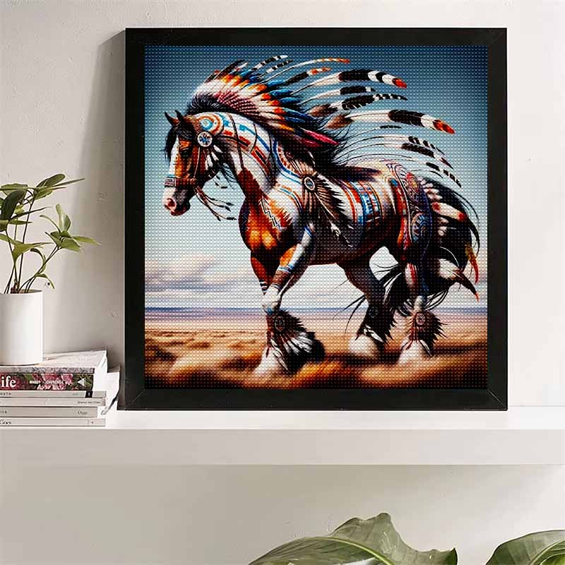 New Arrival 5D DIY Full Circle Diamond Painting "Ethnic Horse Decoration" Embroidery Cross Stitch Home Decor Gift