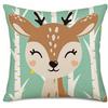 Cute Forest Animals Pattern Double-Sided Printed Pillow Cover Short Plush Suitable Living Room Bedrooms Sofa Throw Cushion Cover