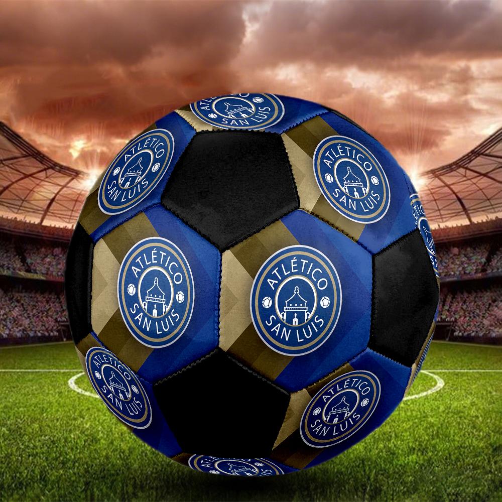 SIZE 5 Atlético San Luis Soccer Ball Colorful All Ages Machine Stitched PVC Competition Ready Durable High-Bounce