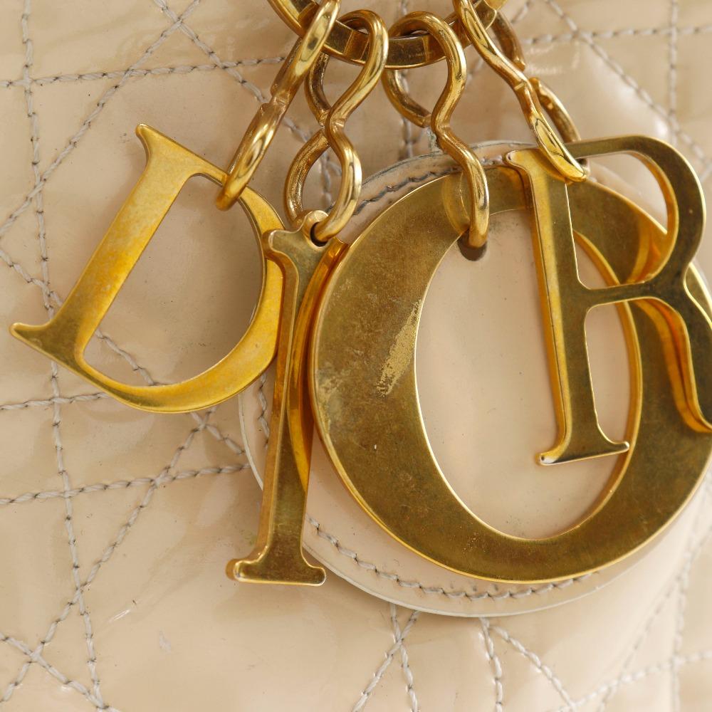 Dior Lady Dior Handbag Canage cream enamel Women Used