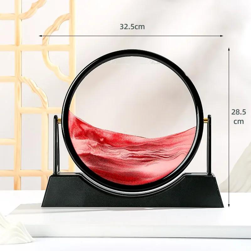 Rotatable Sandscape Moving Sand Art Picture Round Glass Deep Sea Quicksand 3D Hourglass Flowing Sand Painting Home Decor Gifts