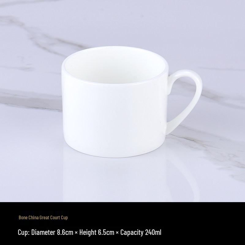 Luxurious Bone China Gold Rim Coffee Cup & Saucer Set - Pure White Ceramic English Style for Hotels and European Coffee Service