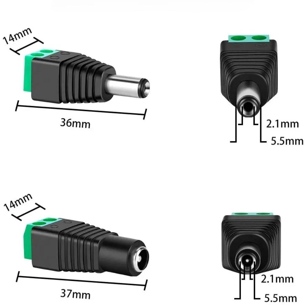 12V DC Power Connector 5.5mm x 2.5mm Power Jack Adapter 100 Pairs/100PCS For Led Strip CCTV Security Camera Wire Ends