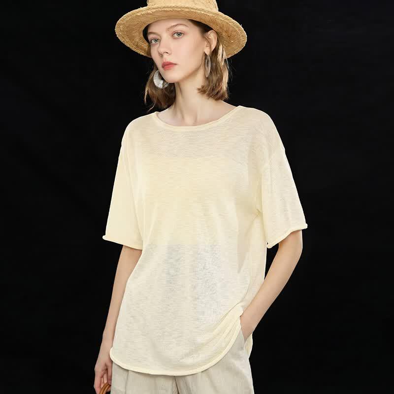 Wudao French Round Neck Relaxed T-Shirt M