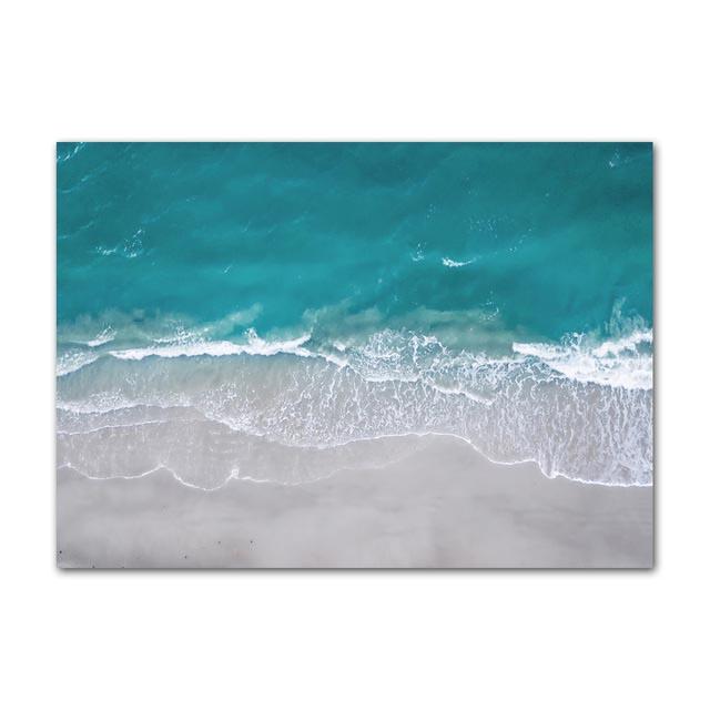 Coastline Blue Ocean Wall Poster Print Sea Reef Nordic Canvas Painting Landscape Modern Home Picture Decoration Living Room Art