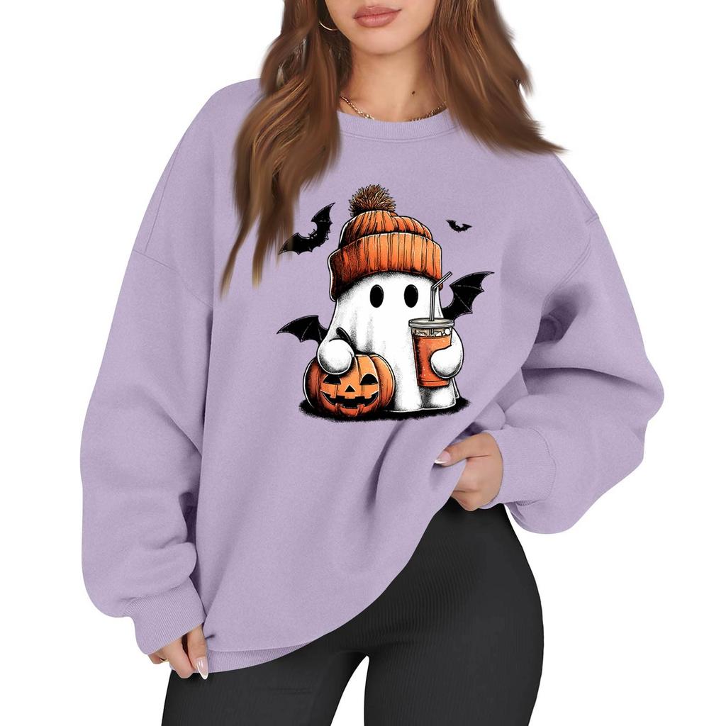 Women's Casual Fashion Long Sleeve Printed Round Neck Sweatshirt Top