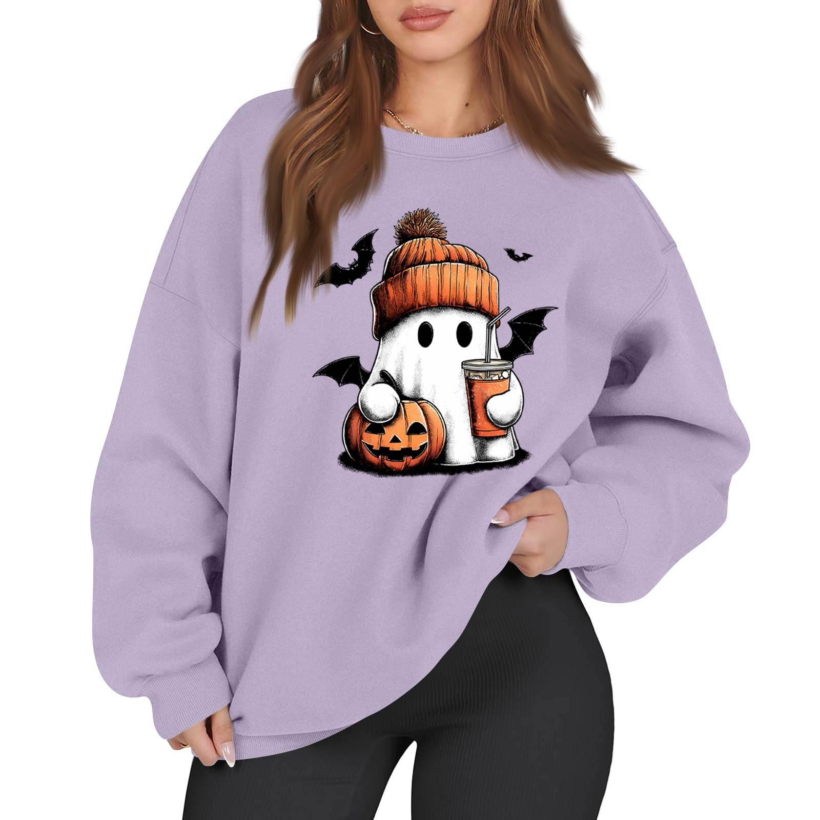 

Женская повседневная модная толстовка с длинным рукавом и рождественским принтом с круглым вырезом XL