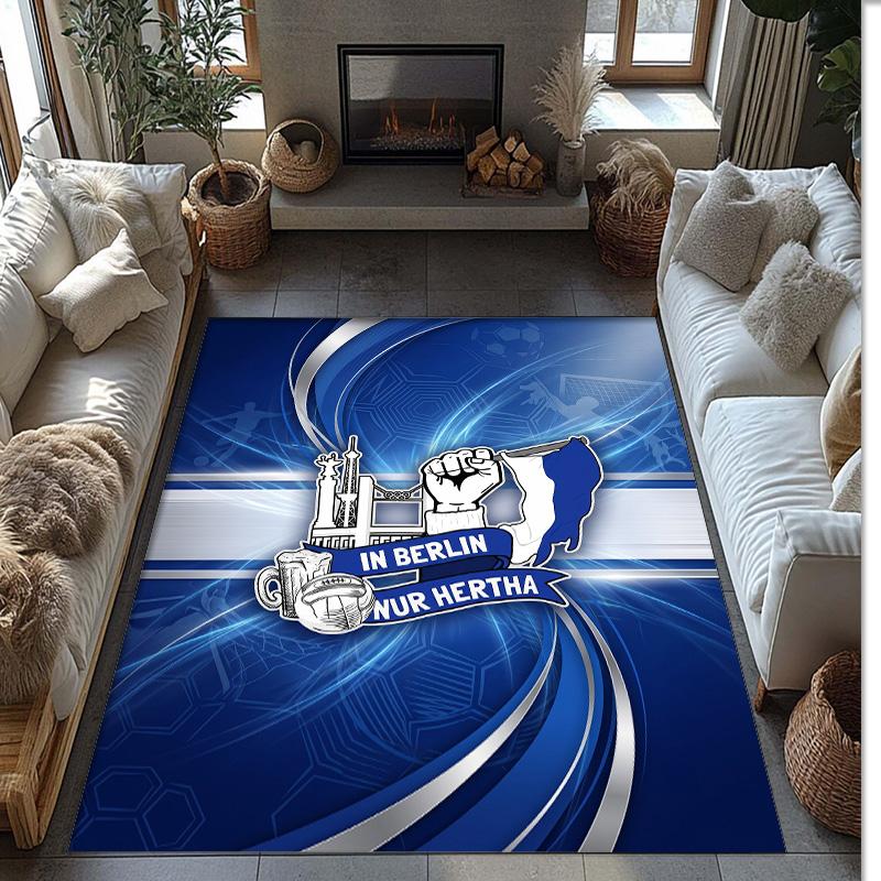 hertha bsc FC Soccer Football Pattern Soft Area Rug Non Slip Indoor Floor Carpet Sports Decor Mat for Bedroom