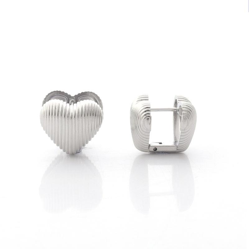 18K Gold Heart Stainless Steel Double-sided Earrings