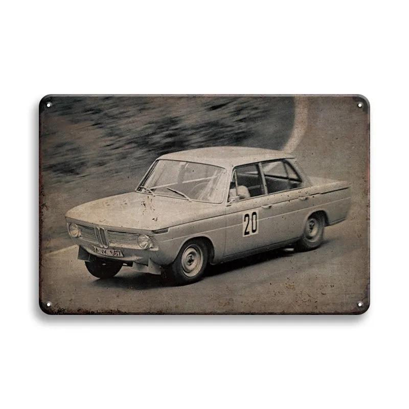 Plakaty Samochodów Wyścigowych Naklejki na Ścianę - Metalowy Znak Blaszany Vintage Pojazd Tabliczka Retro Farba Blaszana Wystrój Domu do Garażu i Baru