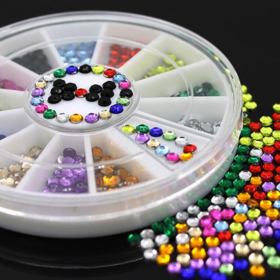 12 Colors Glitters 3mm Acrylic Nail Decoration Stickers DIY Tips Manicure Wheel