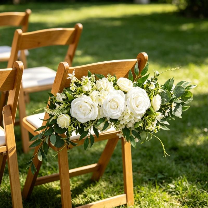 Simulation Flower Artificial Silk Rose Flower For Wedding Reception Chair Back Flower Arrangement Bridal Showers Party
