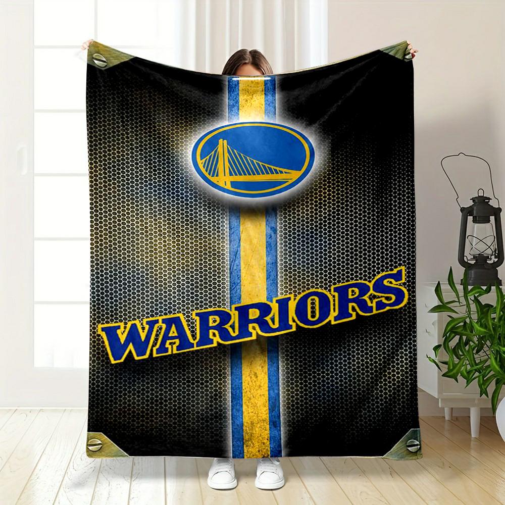 Golden Bridge Logo with Bold "Warriors" Text Flannel blanket for bedroom, living room, sofa, and nap