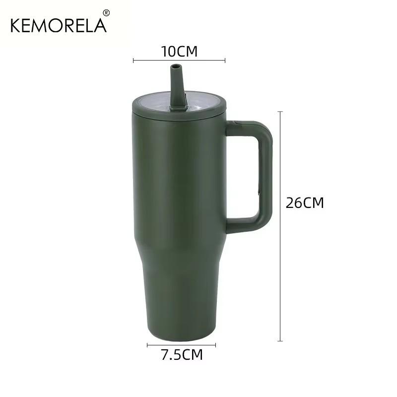  Thermos Cup 40oz Double-Layer Tumbler Ice Cup 1200ML Leak-Proof Foldable Straw Cover Direct Drinking Mouth Car Cup