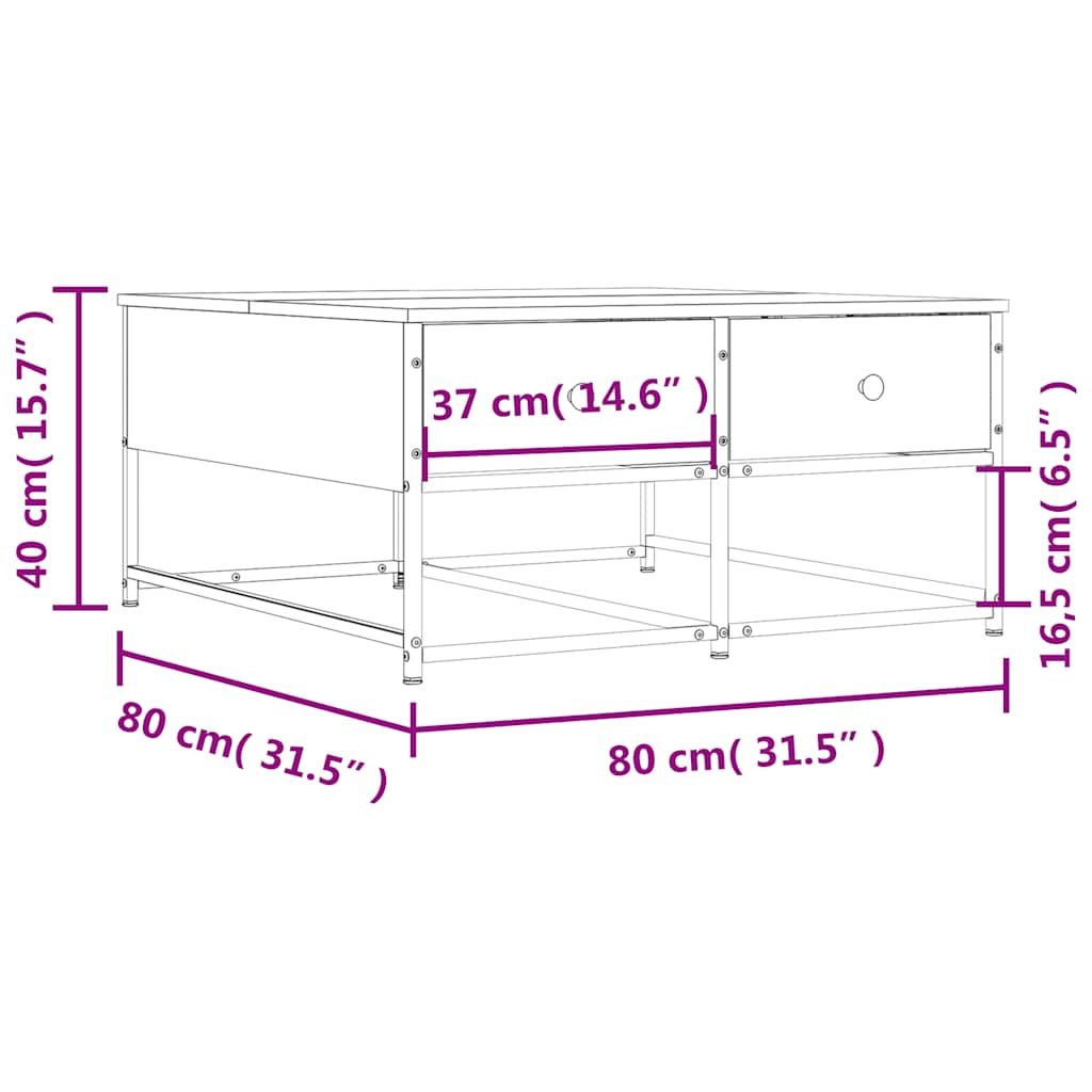 Coffee Table Sonoma Oak 80x80x40 cm Particleboard