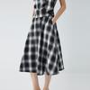 ELLE French Plaid Simple Design A-Line Umbrella Skirt Casual Long Skirt Women skirts ER52570