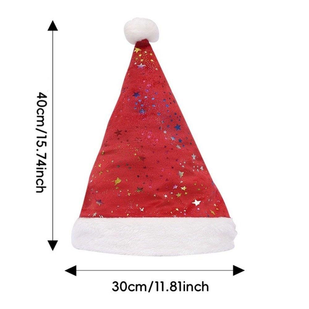 Fluffy Santa Hat Star Pattern Plush Hat Fashion Christmas Hat Holiday