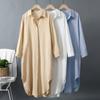 1116 Primavera e Autunno Camicia Media e Lunga Donna Cotone e Lino Design Ampio Top Versione Coreana Giacca Camicia Solare