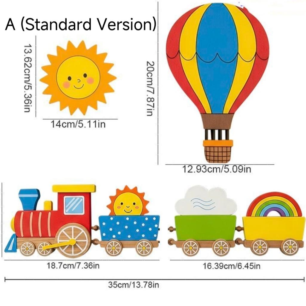 Cute Cartoon Train & Rainbow Wall Decor, Wooden Hanging Art for Kids Room