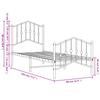 Metal Bed Frame with Headboard and Footboard White 75 x 190 cm