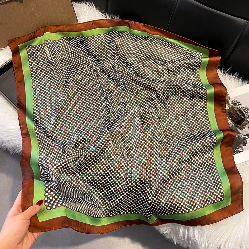Summer High-End Simulation Silk Square Scarf Femininity Versatile Sunscreen Large Shawl Silk Scarf Variety
