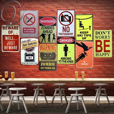 Metal Tin Sign warning zombies ahead Decor Bar Pub Home Vintage Retro Poster