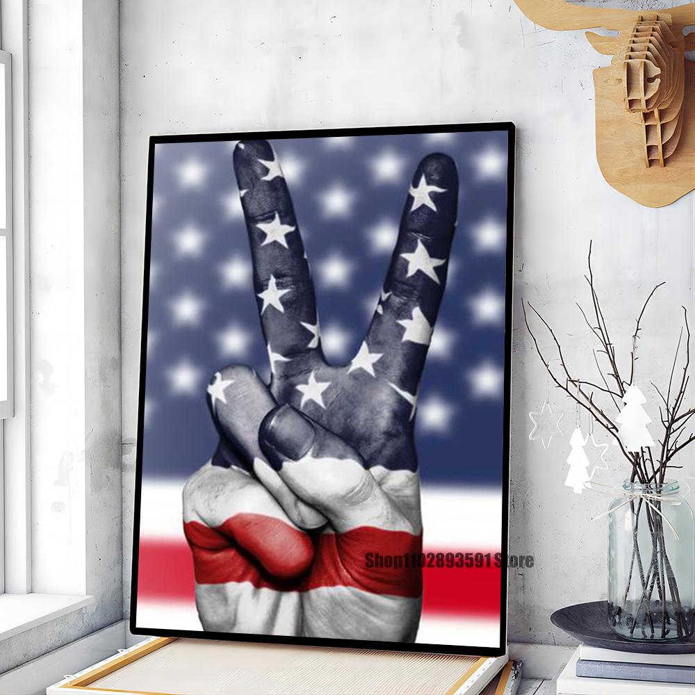 1pc American USA flag  Poster Paper Print Home Bedroom Entrance Bar Cafe Art Painting Decoration