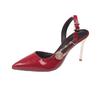 Metal Buckle Stiletto Sandals Autumn New Pointed Toe Shallow Mouth One Strap Anti-Slip Wear-Resistant High Heels