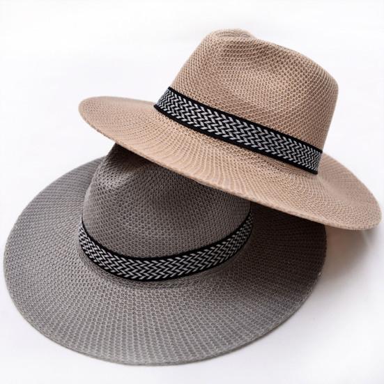 Chapeau de Soleil à Large Bord Chapeau Rétro Protection Solaire Maille Respirante Chapeau Pliable pour Voyage Pêche en Plein Air
