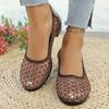 Fashion 2025 New Woven Breathable Loafers Women Spring Summer Thick Heels Single Shoes Woman Plus Size Slip On Casual Pumps Female 42