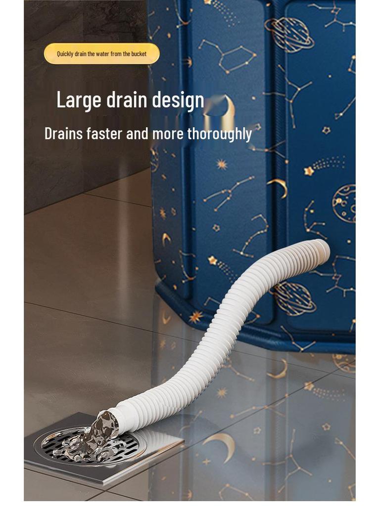 Large Portable Soaking Tub with Thick Quilted Insulation - No Installation Needed, Folding Bathtub for Adults.