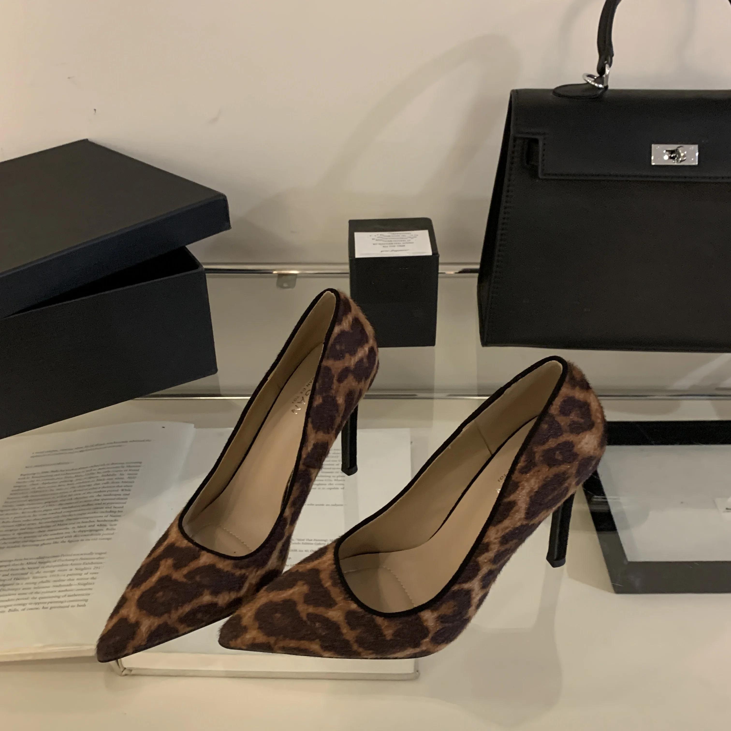 

Весенние туфли-лодочки на высоком каблуке с острым носком, женские, сексуальные, с леопардовым принтом, для вечеринки, свадьбы 35