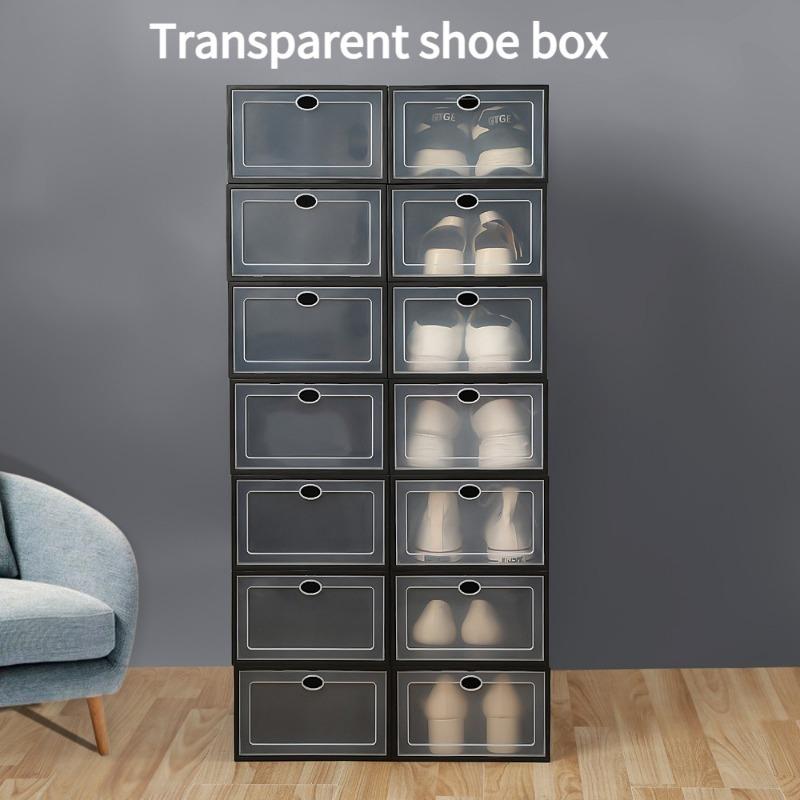 1PC Transparent Shoe Box Spot Household Dormitory Thickened PP Plastic Flip Shoe Box Foldable Sneaker Dust Storage Box