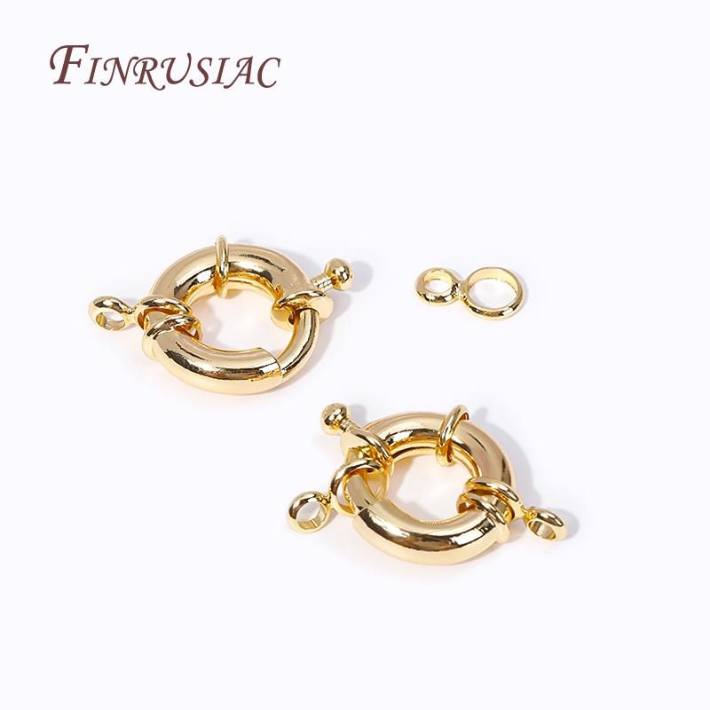 14k Gold Plated Brass Metal Jewelry Clasps Fasteners DIY Handmade Necklace Accessories 9/11.5/15MM Carabiner Spring Ring Clasps