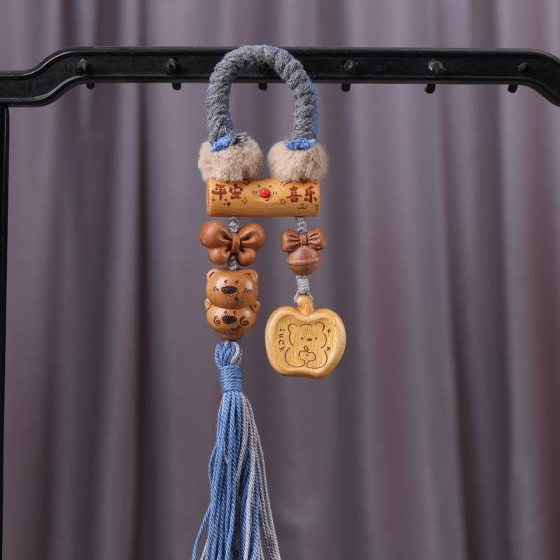 Golden Sandalwood Cute Star Gourd Car Pendant for Peace