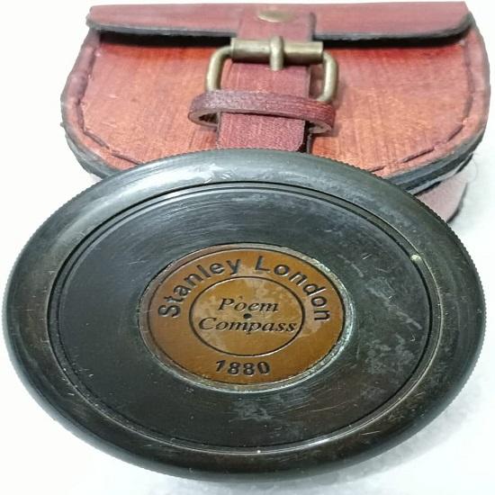 London Stanley  Brass Compass with Leather Box