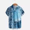 Summer Essential! Hawaiian Short Sleeve Shirt with Tropical Beach Landscape Print