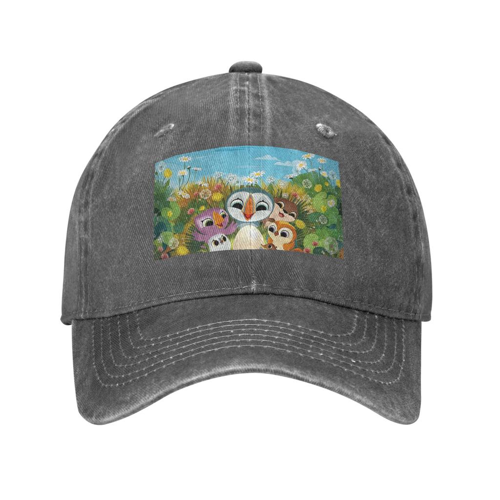 Puffin Rock Cartoon Baseball Caps Fashion Washed Denim Hats Adjustable Casquette Sports Baseball Cowboy Hat for Unisex Women