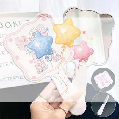 Portable Bow Cute Pink Mirror Comb Handheld Mirror Comb Extracted Integrated Hair Brush Massage Styling Tool Make Up Mirror