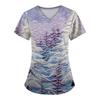 3D Snowman Print V-Neck Short Sleeve T-Shirt Women Men Casual Workwear Comfort Fit 2025