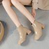 2024 Spring and Autumn Winter New Korean Fashion Short Boots Square Head Thick Heel Zipper Back Fashion Women's Boots
