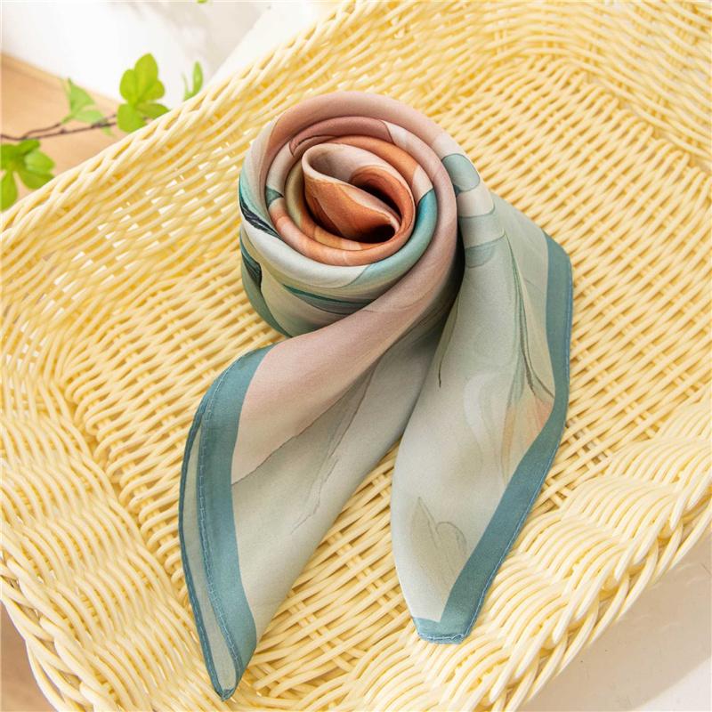 65*65CM 100% Maulbeerseide Quadratischer Schal Ölgemälde Luxus Schals Sonnenschutz Schal Halstuch Geschenk