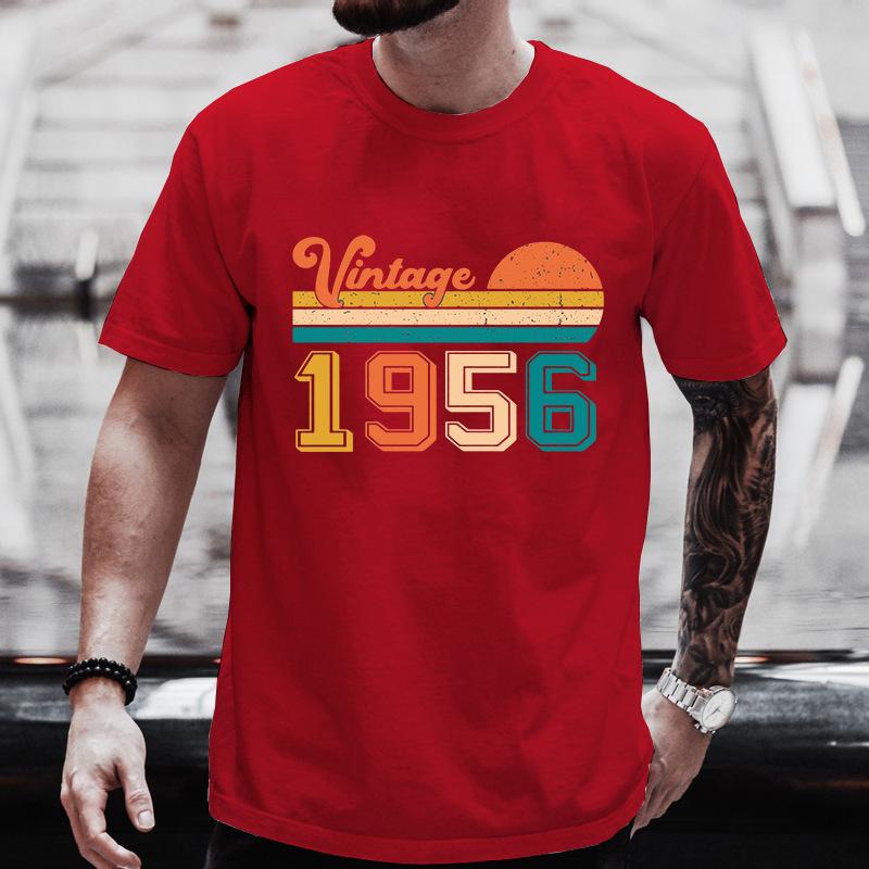 Unisexs Crew Neck Shirt Vintage 1956 Retro Sunset Stripes Graphic Tee Classic Birthday Gift Casual Short Sleeve Top For Party Wear
