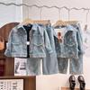Girls Clothing Sets Spring Autumn Children's Clothing Cute Denim Jacket Cardigan Straight Leg Jeans Kids Suit