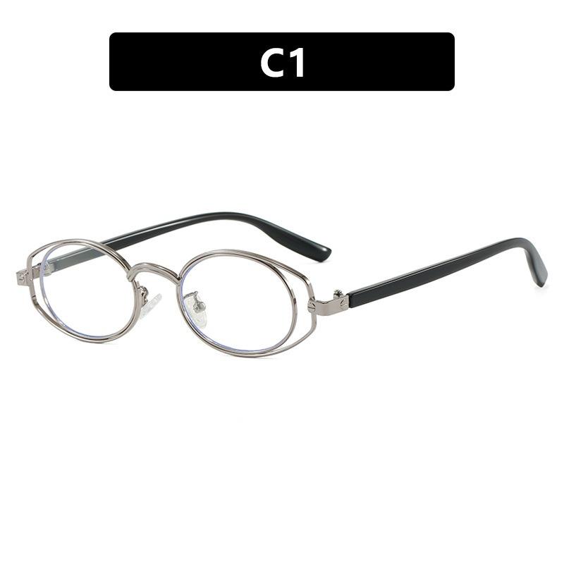 

2025 New Double Circle Elliptical Eyeframe Women s Premium Flat Mirror Fashion Retro Anti Blue Light